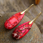 Handmade Teardrop Shape Natural Stone Dangle Earrings