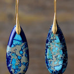Handmade Teardrop Shape Natural Stone Dangle Earrings
