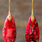 Handmade Teardrop Shape Natural Stone Dangle Earrings
