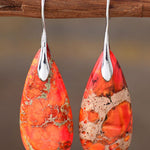 Handmade Teardrop Shape Natural Stone Dangle Earrings