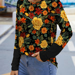 Printed Round Neck Long Sleeve T-Shirt