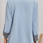 Lapel Collar Roll-Tab Sleeve Blazer