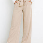 Tie Front Paperbag Wide Leg Pants