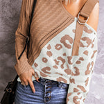 Leopard  Block Turtleneck Sweater
