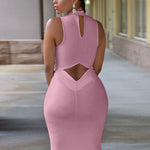 Cutout Mock Neck Sleeveless Dress