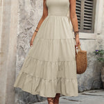 Smocked Scoop Neck Sleeveless Tank Dress