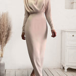 Ruched Turtleneck Long Sleeve Dress