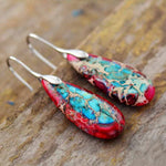 Handmade Teardrop Shape Natural Stone Dangle Earrings