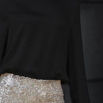 Backless Cowl Neck Long Sleeve Blouse