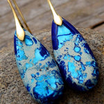 Handmade Teardrop Shape Natural Stone Dangle Earrings