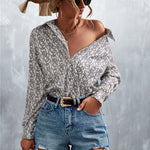 Printed Button Down Long Sleeve Shirt