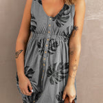 Printed Button Down Sleeveless Dress