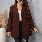 Plus Size Lapel Collar Long Sleeve Blazer