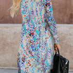 Double Take Printed Open Front Longline Cardigan