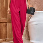 Pleated Detail Straight Leg Pants