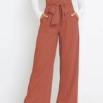 Tie Front Paperbag Wide Leg Pants
