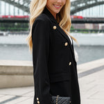 Double-Breasted Lapel Collar Long Sleeve Blazer