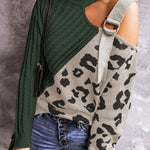 Leopard  Block Turtleneck Sweater