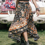 Printed High-Low Ruffle Hem Skirt