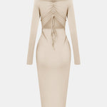 Zip Up Cutout Drawstring Detail Dress