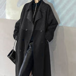 Double-Breasted Belted Lapel Collar Sherpa Coat