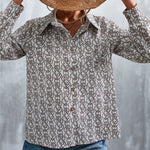 Printed Button Down Long Sleeve Shirt