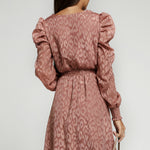 Leopard Belted Puff Sleeve V-Neck Dress