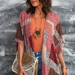 Leopard Patchwork Open Front Cardigan