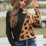 Leopard  Block Turtleneck Sweater