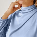 Mock Neck Ruffled Asymmetrical Dress