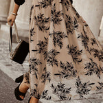 Embroidered High Waist Maxi Skirt