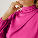 Mock Neck Ruffled Asymmetrical Dress