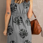 Printed Button Down Sleeveless Dress
