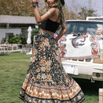 Printed High-Low Ruffle Hem Skirt