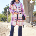 Double Take Full Size Plaid Button Up Lapel Collar Coat