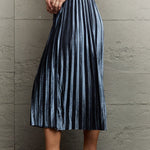 Ninexis Accordion Pleated Flowy Midi Skirt