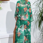 Floral Tie Waist Duster Cover Up