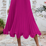 Frill Trim Smocked Waist Midi Skirt