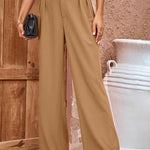 Pleated Detail Straight Leg Pants