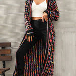 Multicolored Open Front Fringe Hem Cardigan