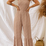 Floral Spaghetti Strap Smocked Wide Leg Jumpsuit