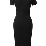 Round Neck Tie Front Short Sleeve Buttoned Dress