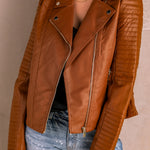 Ribbed Faux Leather Jacket