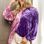 BiBi Contrast Button Up Long Sleeve Shirt