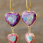 Heart Shape Imperial Jasper Dangle Earrings