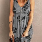Printed Button Down Sleeveless Dress