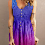 Printed Button Down Sleeveless Dress