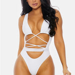 Pre-Order Cut-Out Criss Cross Wrap Brazilian One Piece Swimsuit