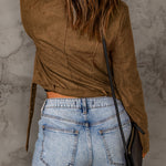 Vegan Suede Zip Detail Jacket