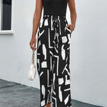 Printed Straight Leg Pants with Pockets